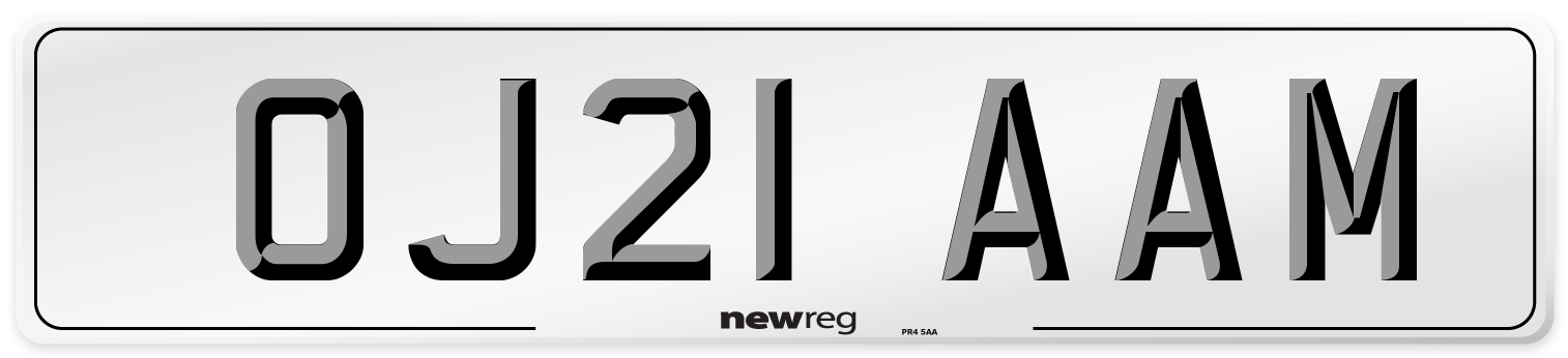 OJ21 AAM Number Plate from New Reg